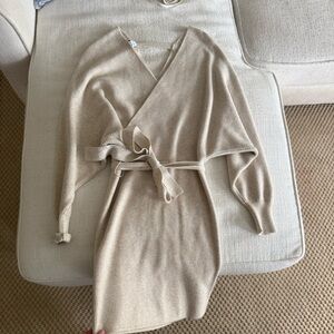 Gianni Bini Beige Ribbed Knit Sweater Dress